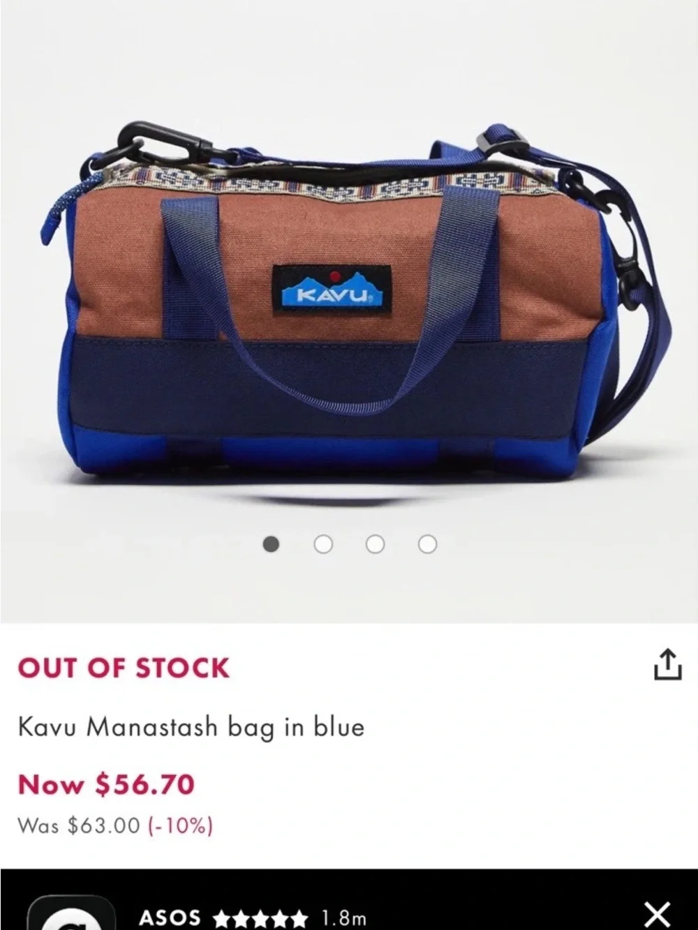 KAVU Manastash Mini Canvas Duffle Multicolor Crossbody Bag